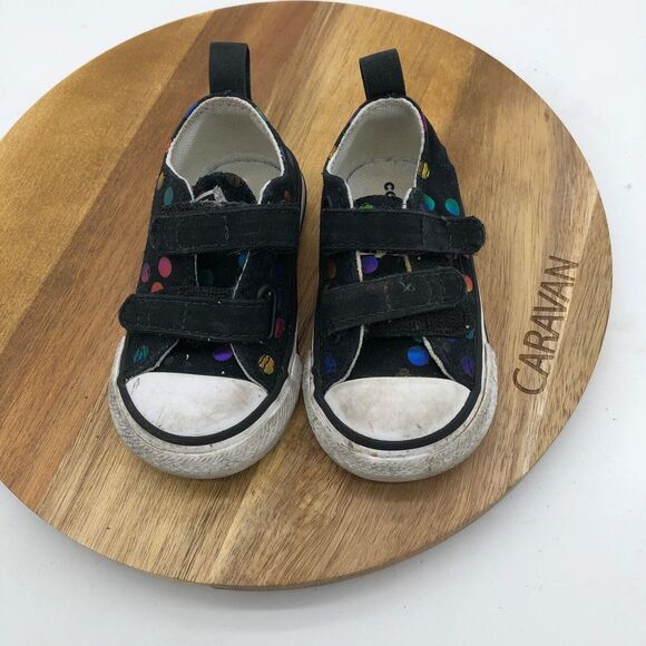 Converse Chuck Taylor All Star 2V Lo Sneakers Infant 4 Black Confetti Polka Dots - Picture 3 of 9